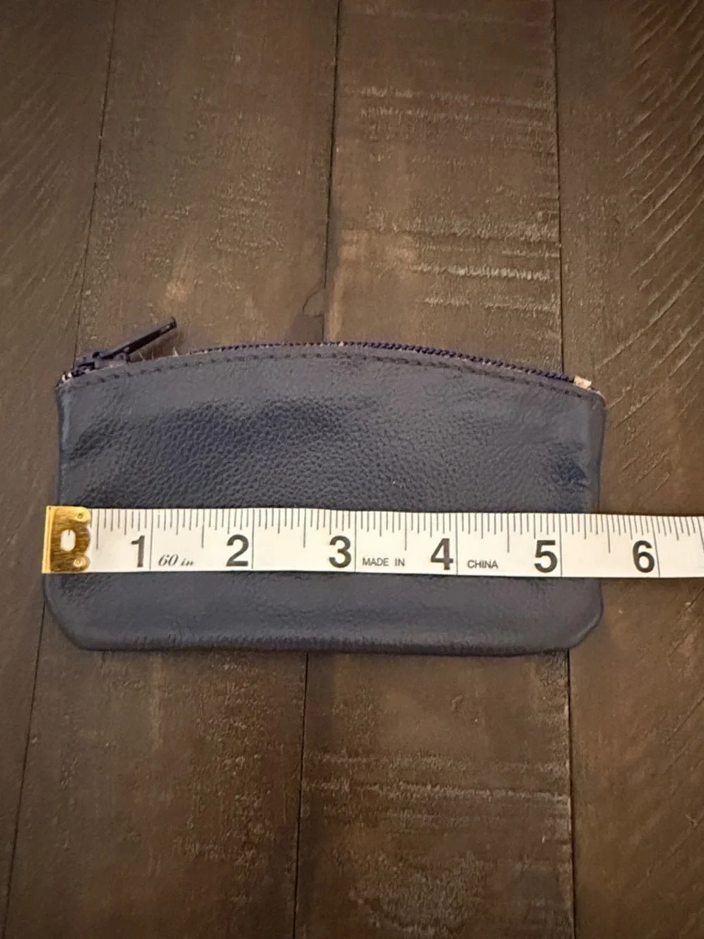 Compact Deep Purple Pebbled Leather Zip Pouch
